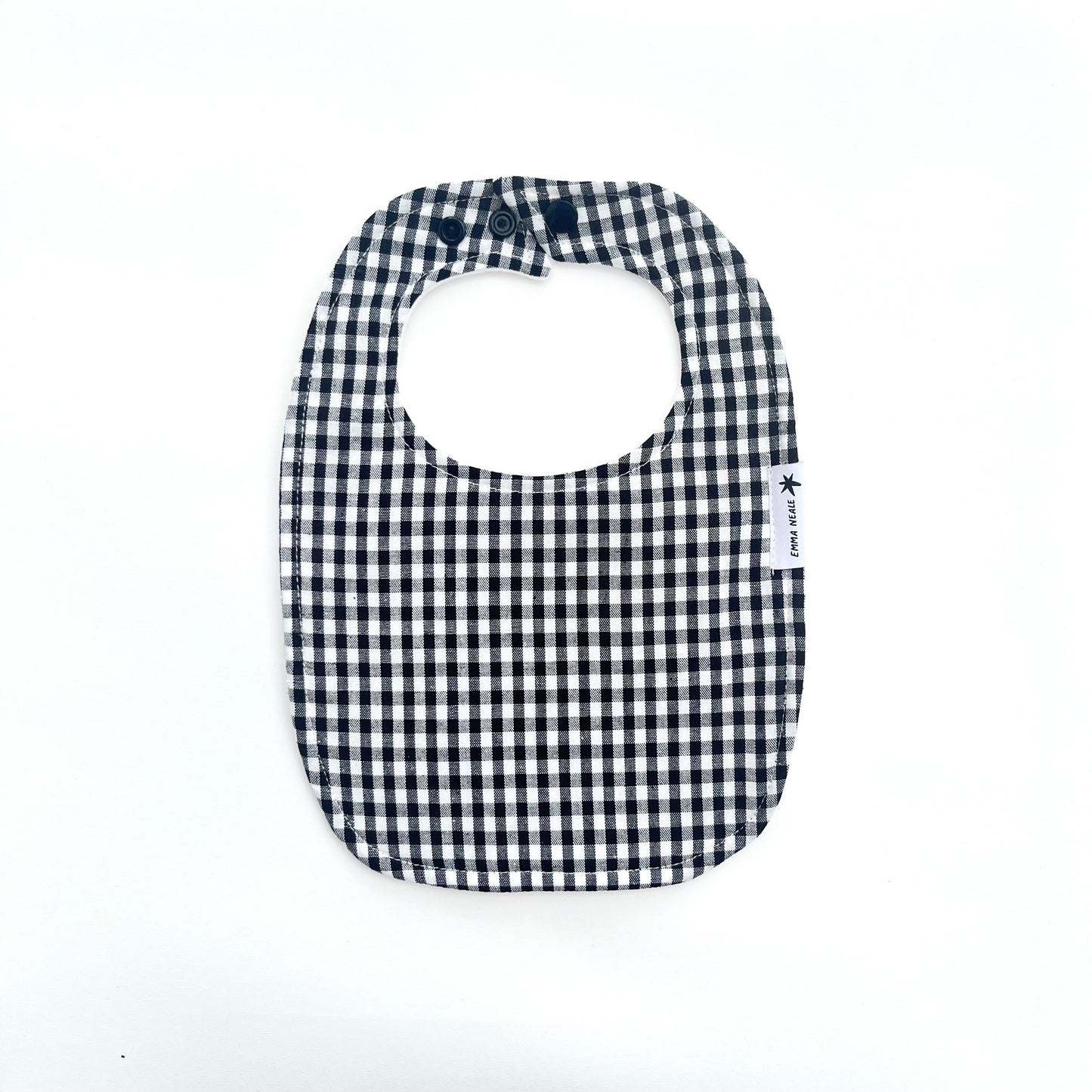 Black and white Check traditional baby bib black and white cotton gingham