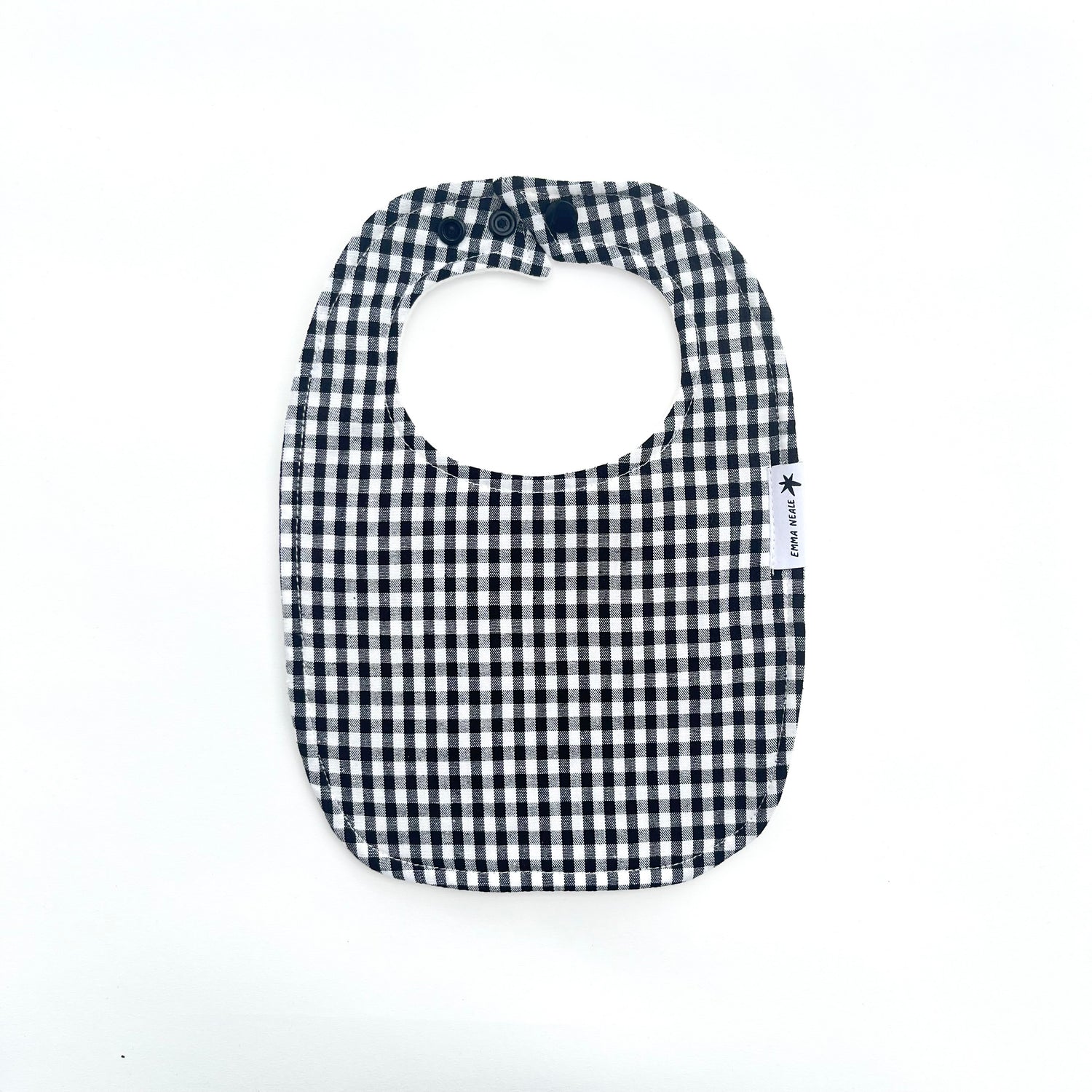 Black and white Check traditional baby bib black and white cotton gingham