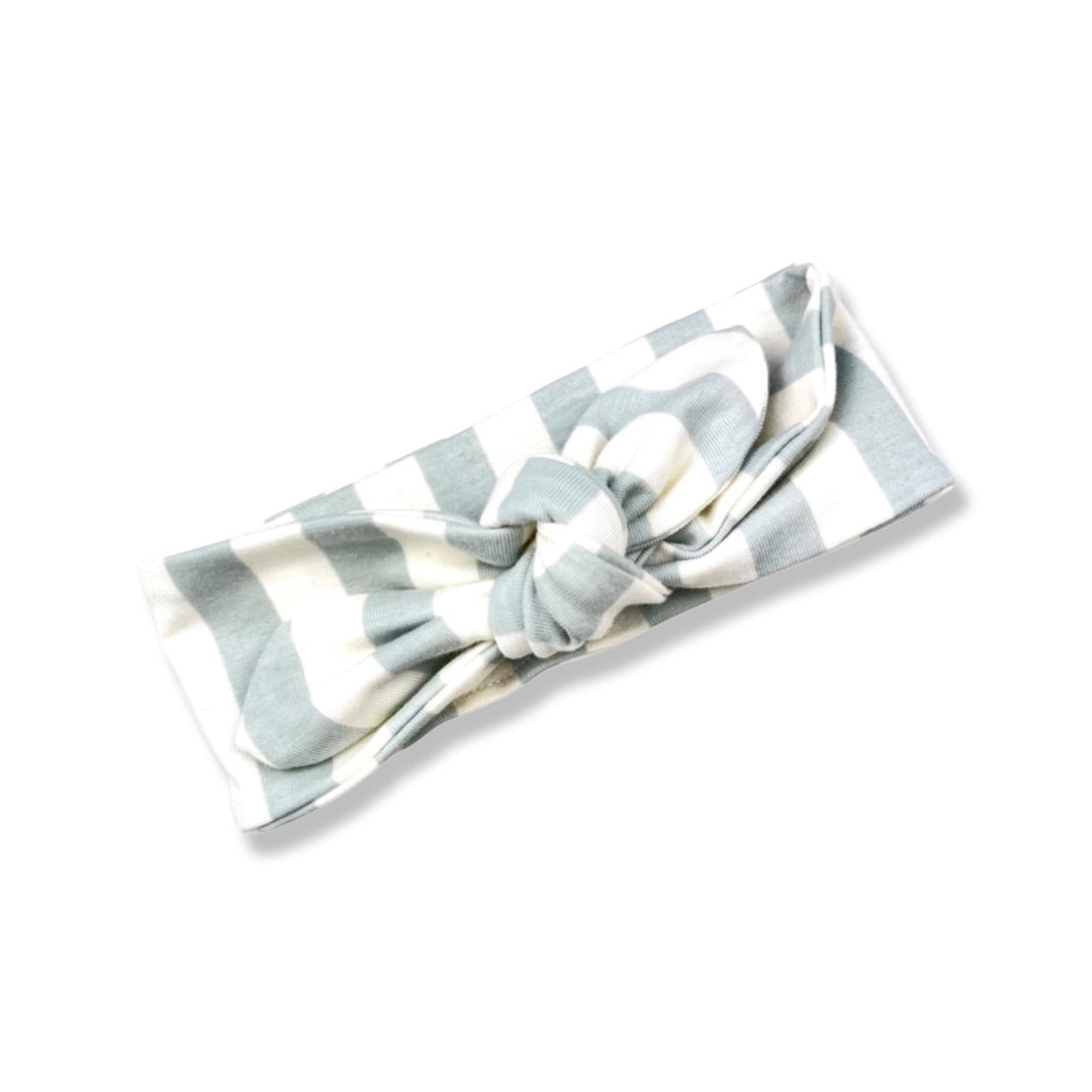 SEAFOAM STRIPE KNOTTED HEAD WRAP - Emma Neale Handmade