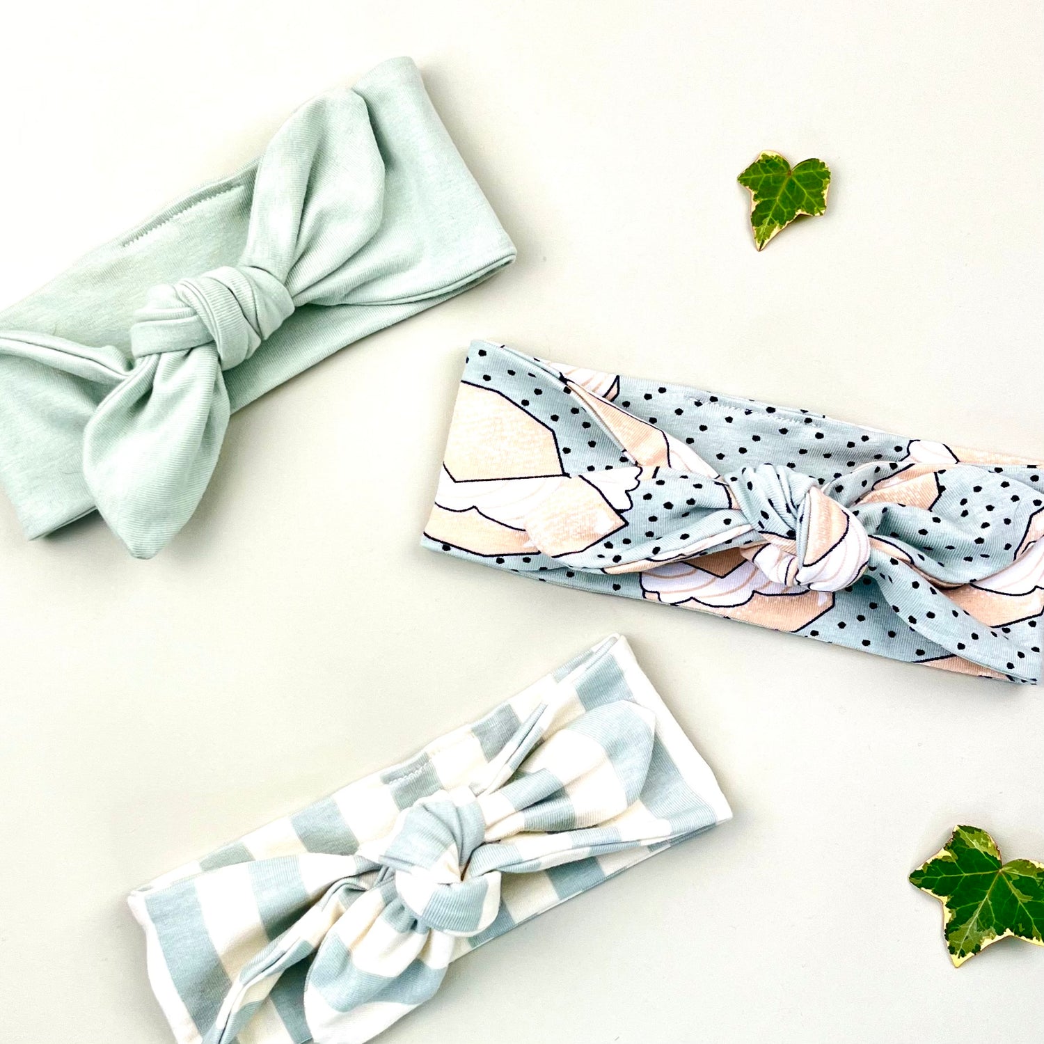 SEAFOAM STRIPE KNOTTED HEAD WRAP - Emma Neale Handmade