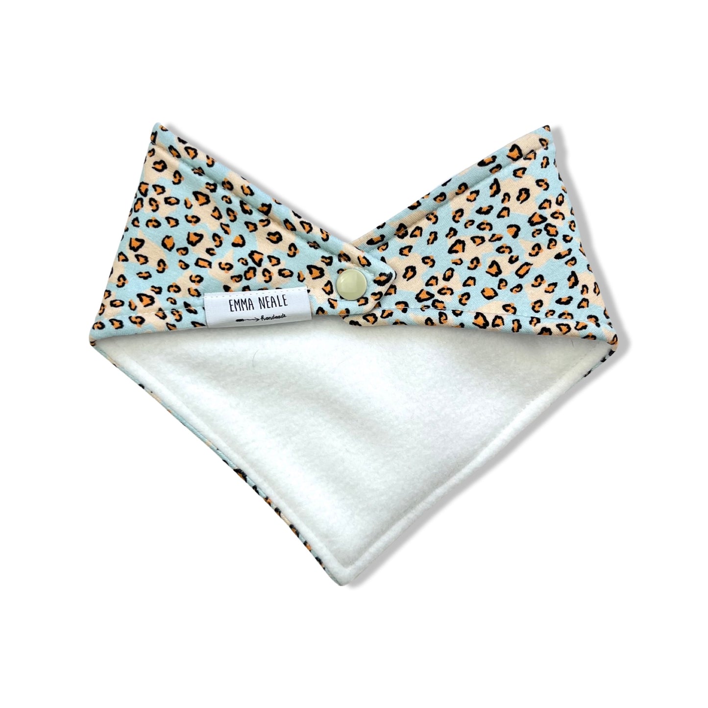 BLUE LEOPARD BANDANA BIB - Emma Neale Handmade