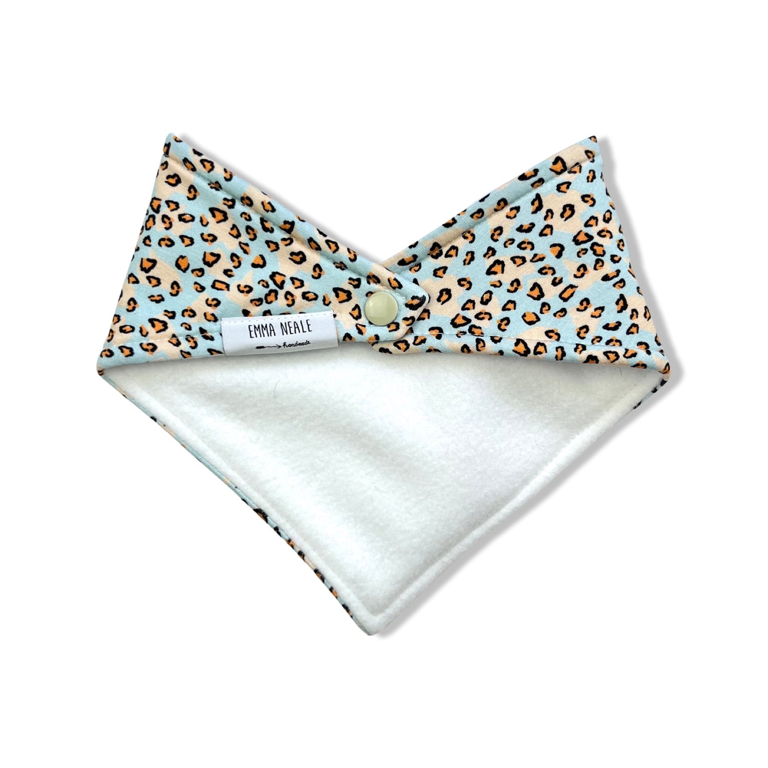 BLUE LEOPARD BANDANA BIB - Emma Neale Handmade