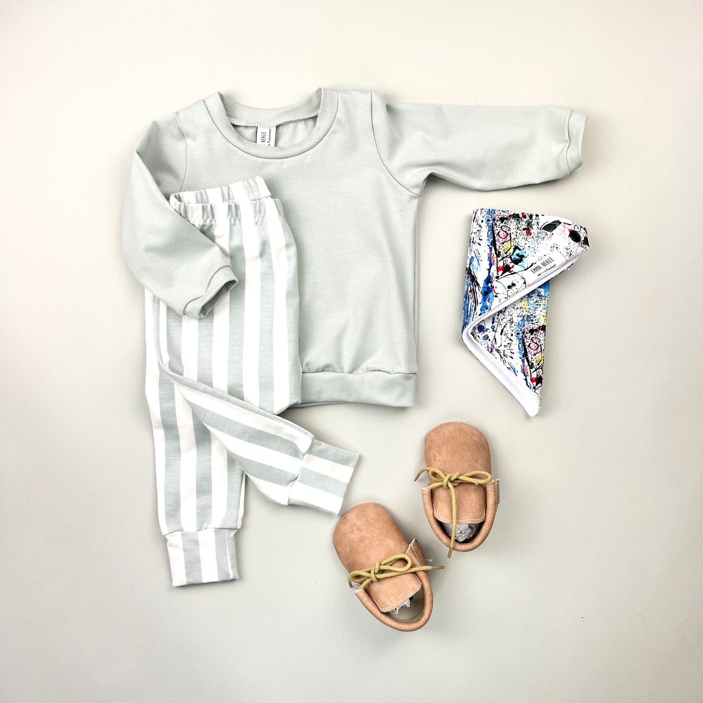 SEA FOAM STRIPE HAREM LEGGINGS - Emma Neale Handmade
