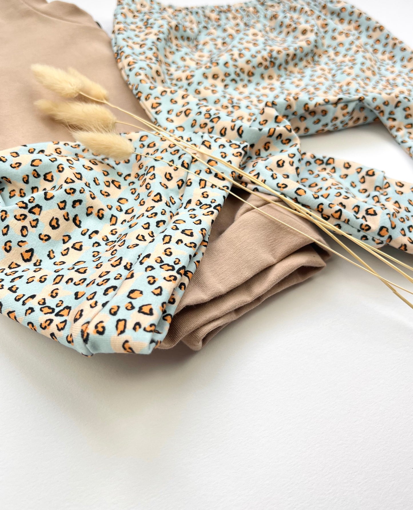 BLUE LEOPARD T-SHIRT - LONG OR SHORT SLEEVE - Emma Neale Handmade