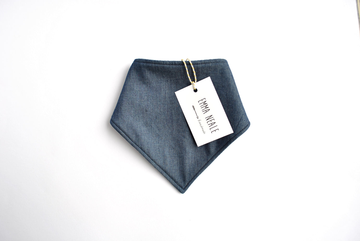 Dark Denim Bandana Bib - Emma Neale Handmade