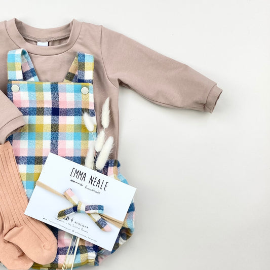 Sunny Check Short Romper - Emma Neale Handmade