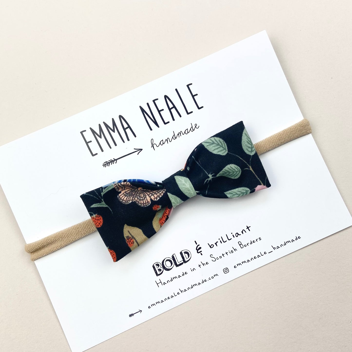 Strawberry Fields Ruby Bow Headband - Emma Neale Handmade