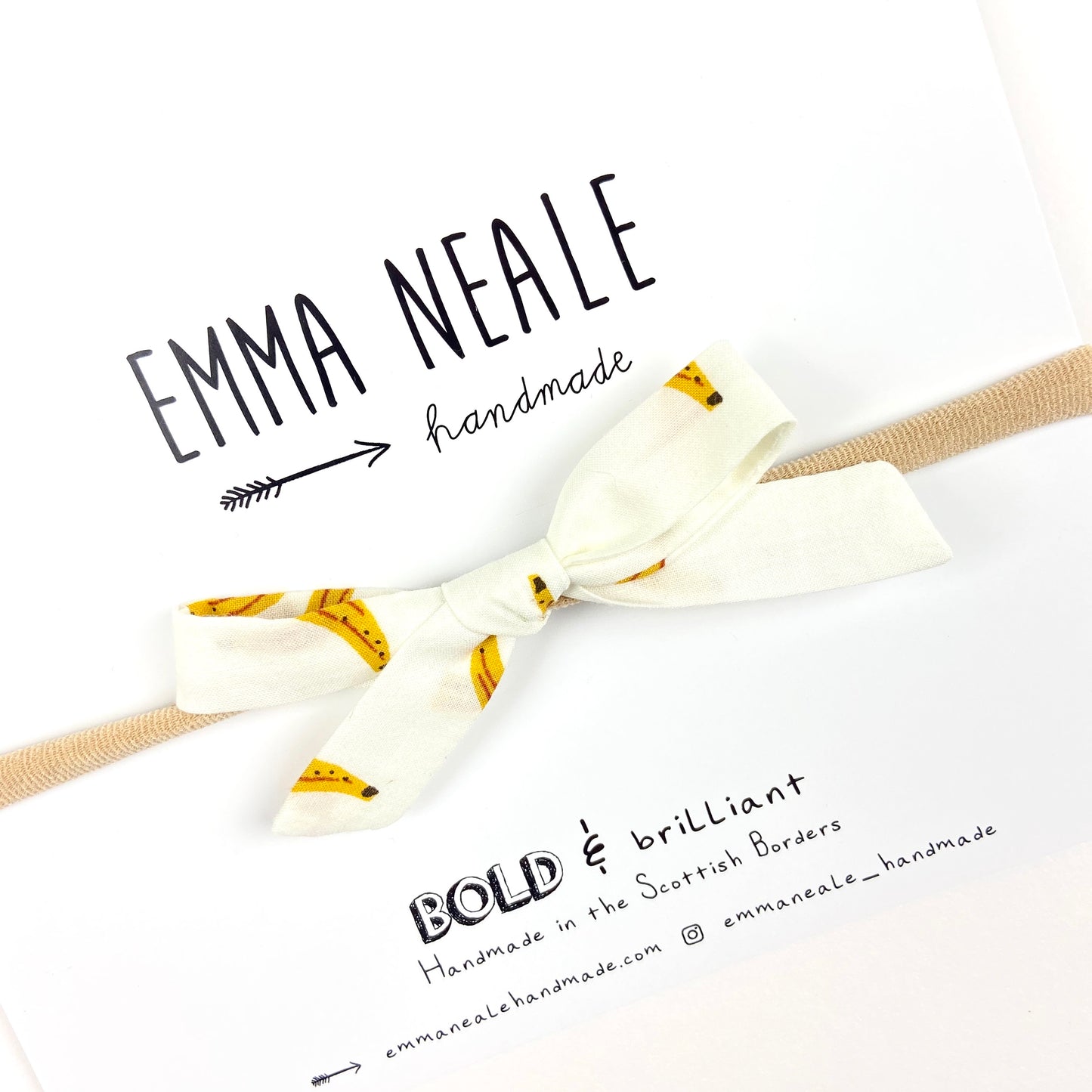 BANANA ORLA BOW HEADBAND - Emma Neale Handmade
