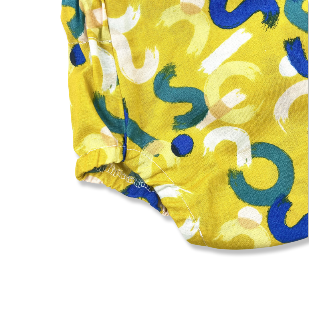MUSTARD BRUSHSTROKE ROMPER - Emma Neale Handmade
