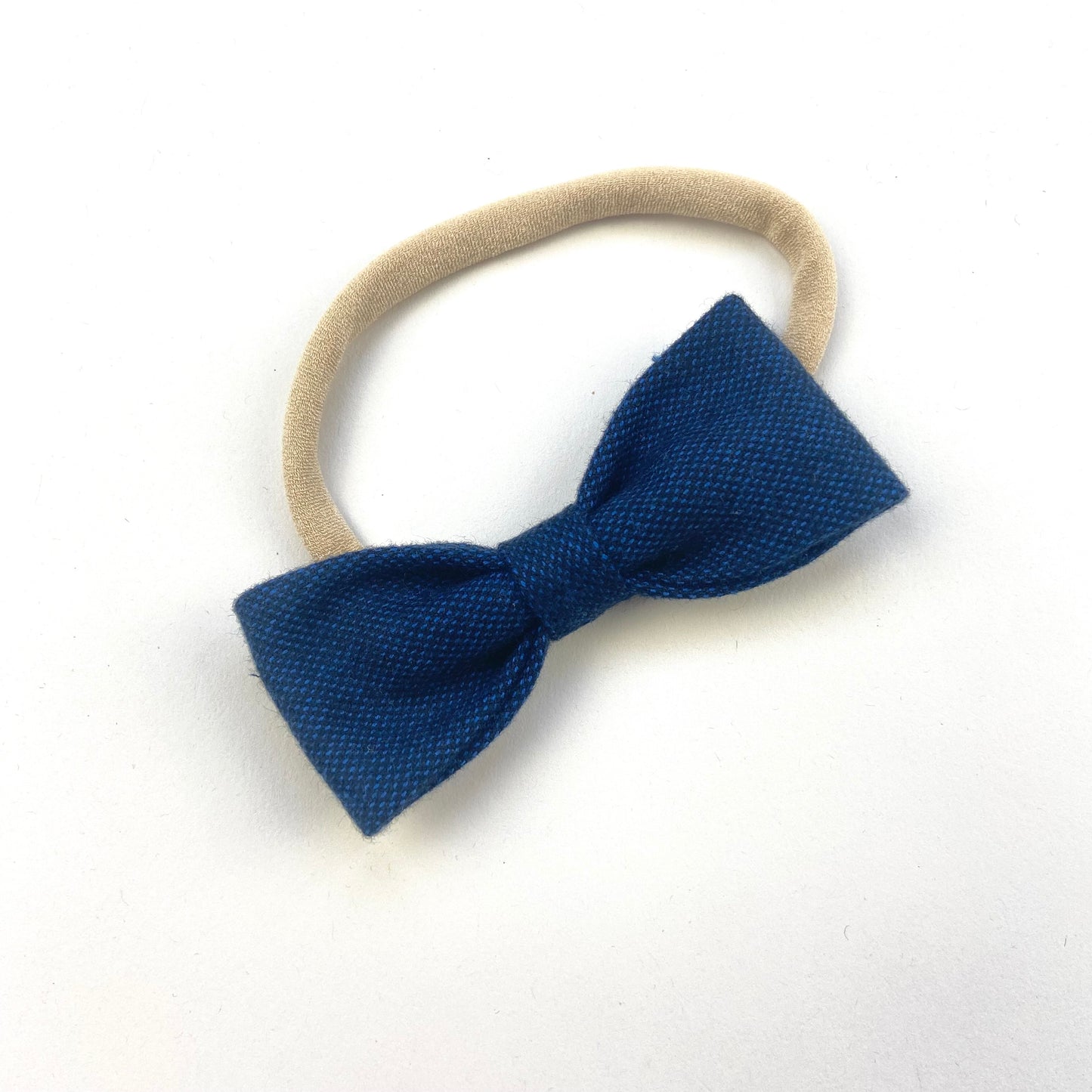NAVY FLANNEL RUBY BOW HEADBAND - Emma Neale Handmade