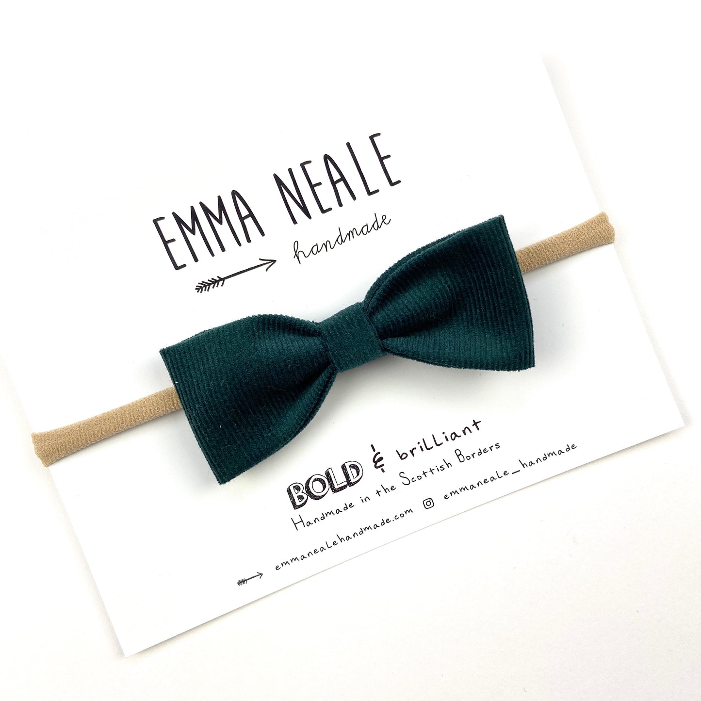 Moss Ruby Bow Headband - Emma Neale Handmade