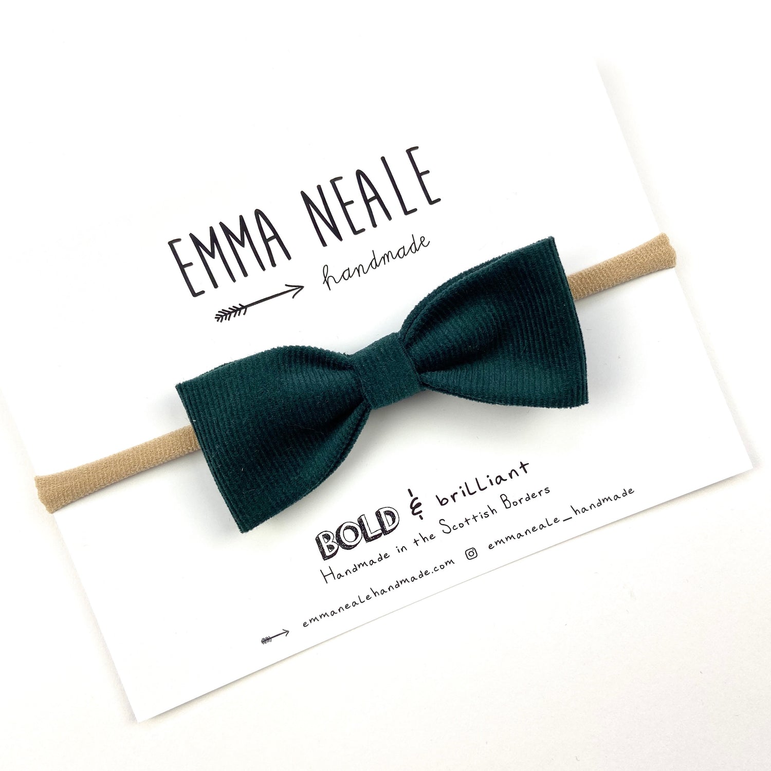 Moss Ruby Bow Headband - Emma Neale Handmade