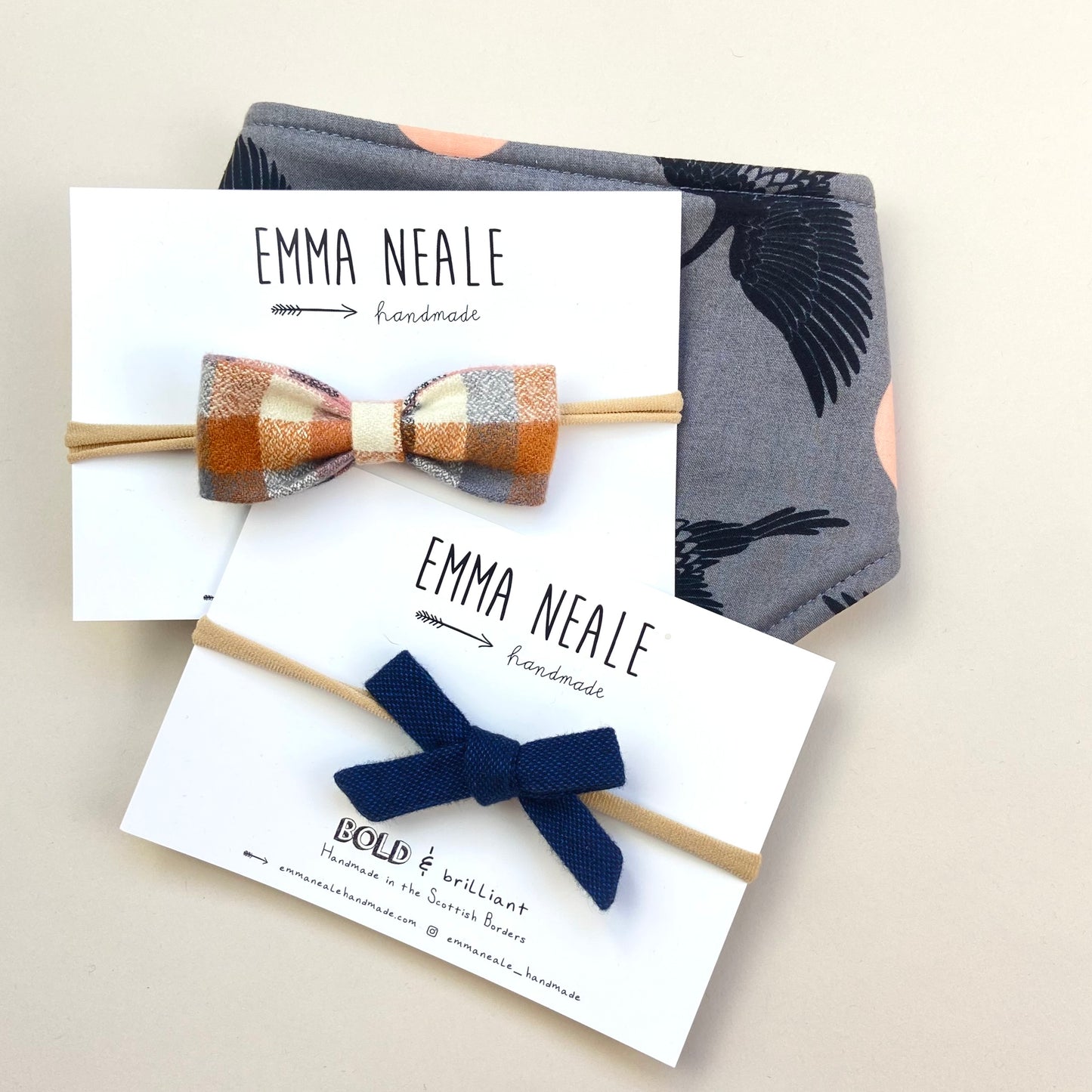 NAVY FLANNEL ORLA HEADBAND - Emma Neale Handmade