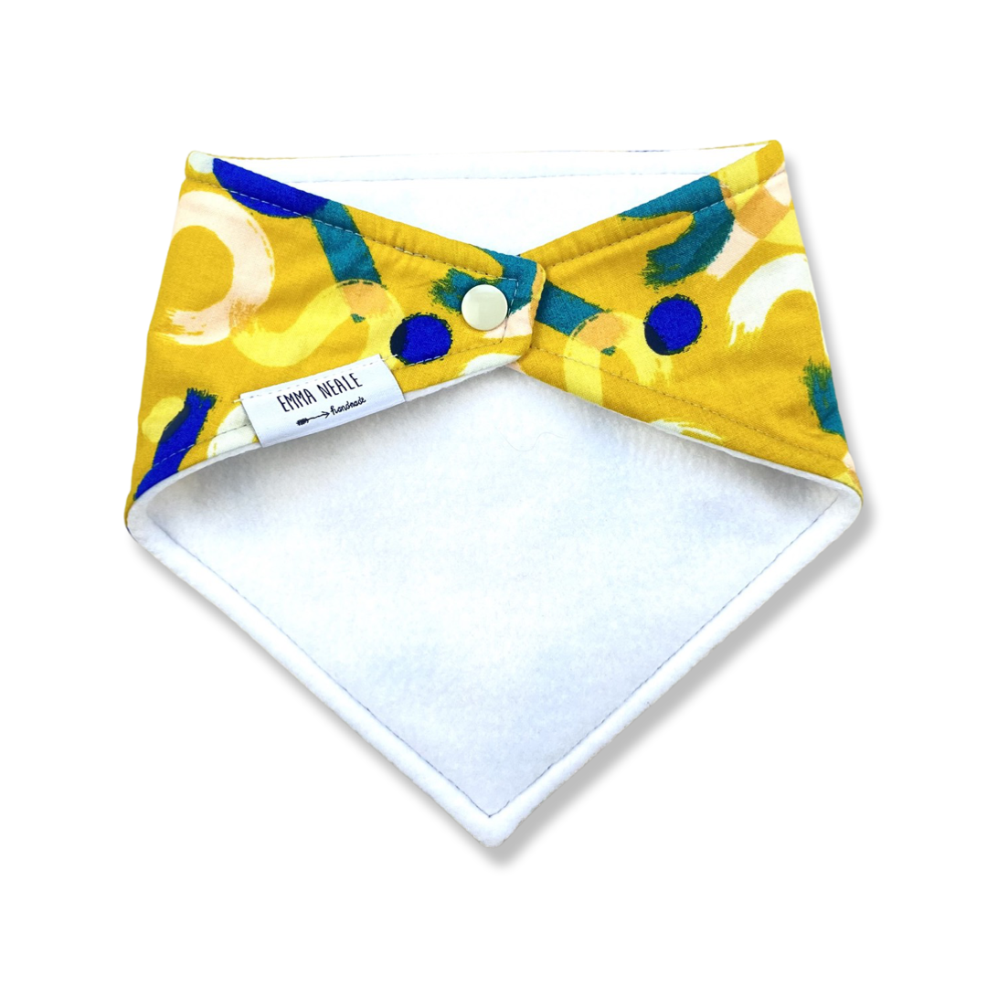 MUSTARD BRUSHSTROKE BANDANA BIB - Emma Neale Handmade