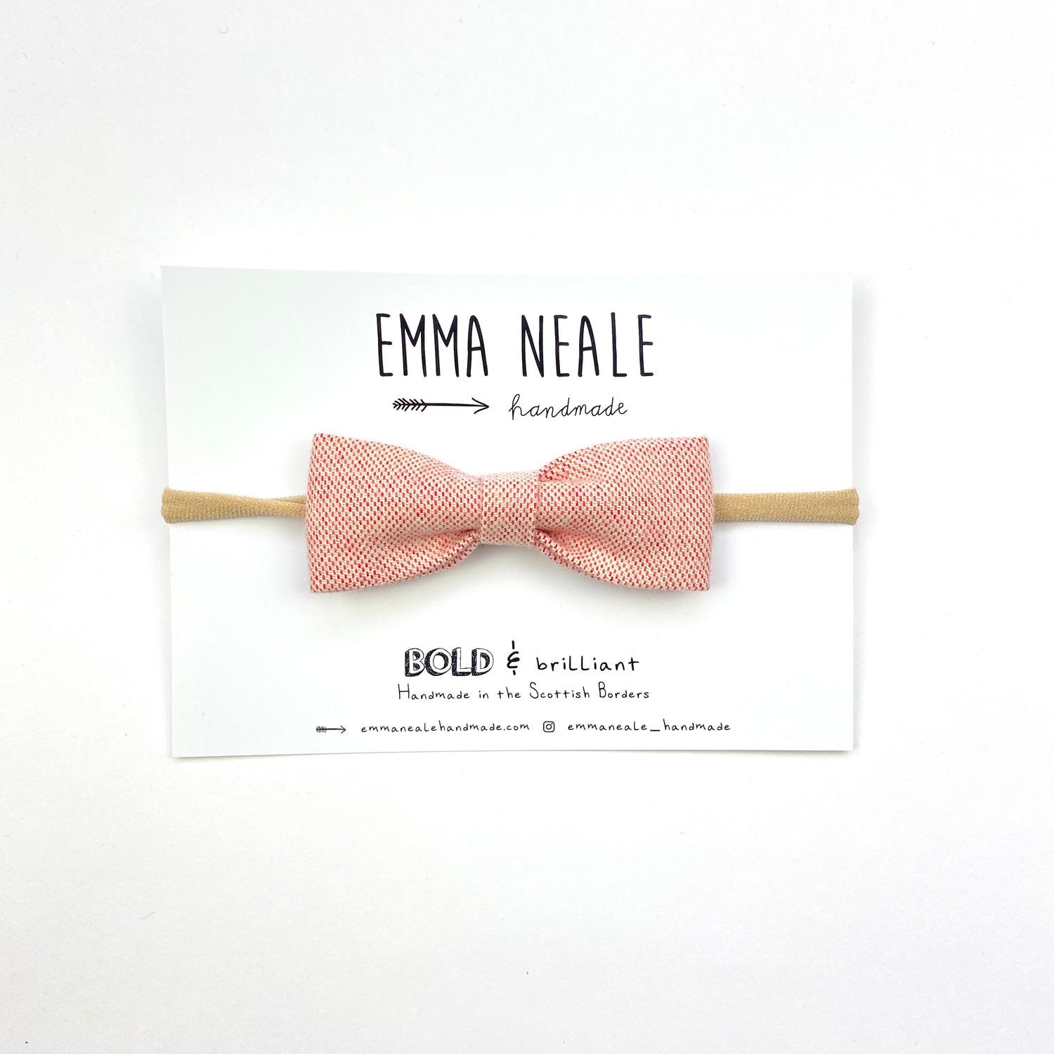 Strawberry Ruby Bow Headband - Emma Neale Handmade