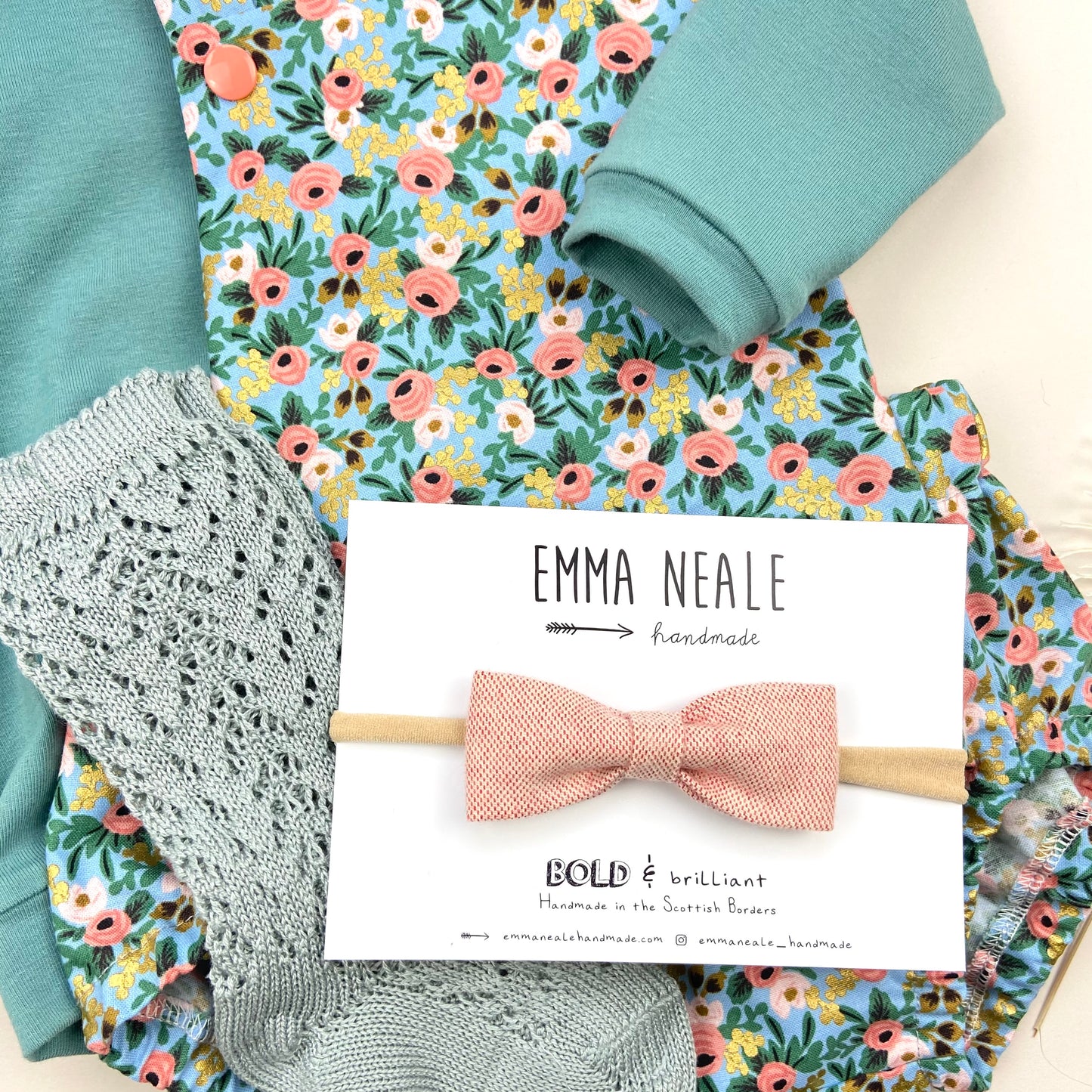 Strawberry Ruby Bow Headband - Emma Neale Handmade