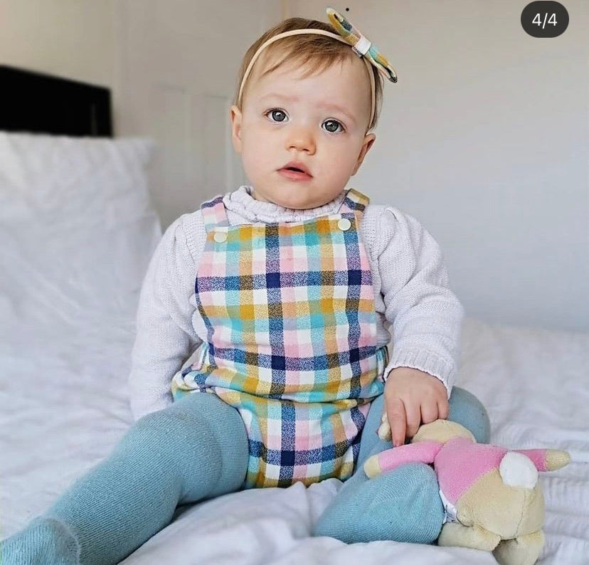 Sunny Check Short Romper - Emma Neale Handmade