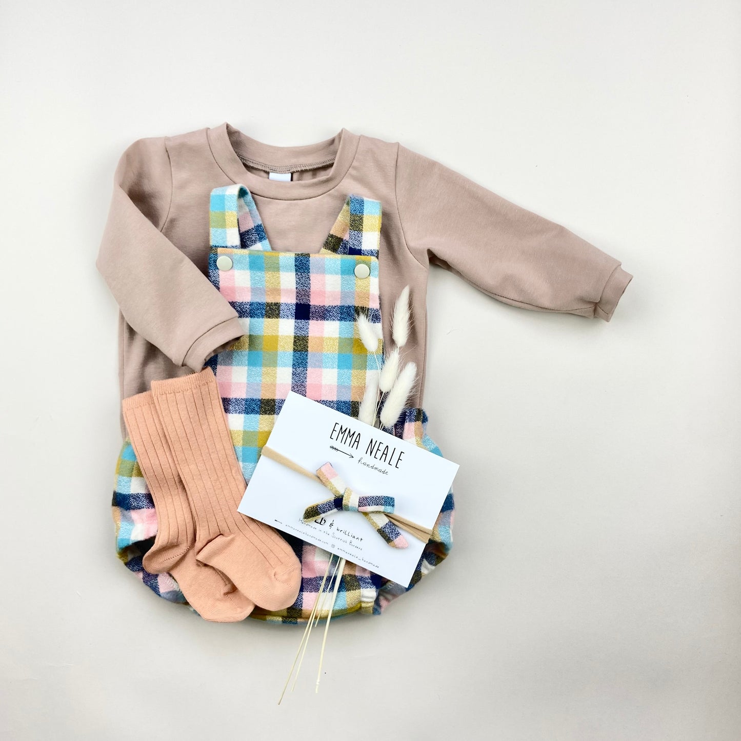 Sunny Check Short Romper - Emma Neale Handmade