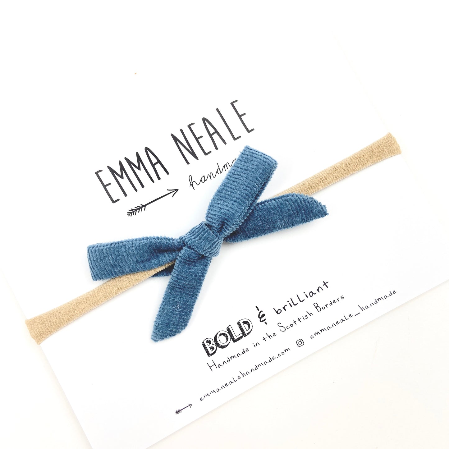 Blueberry Velvet Cord Orla Bow Headband - Emma Neale Handmade