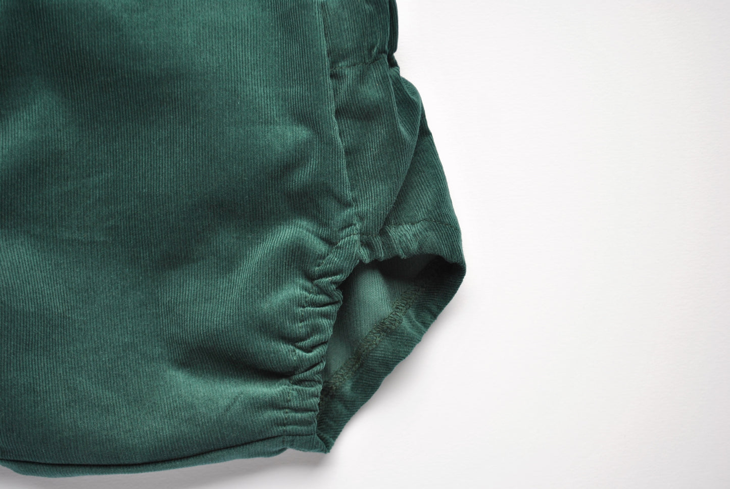 MOSS GREEN BABY NEEDLECORD SHORT ROMPER - Emma Neale Handmade