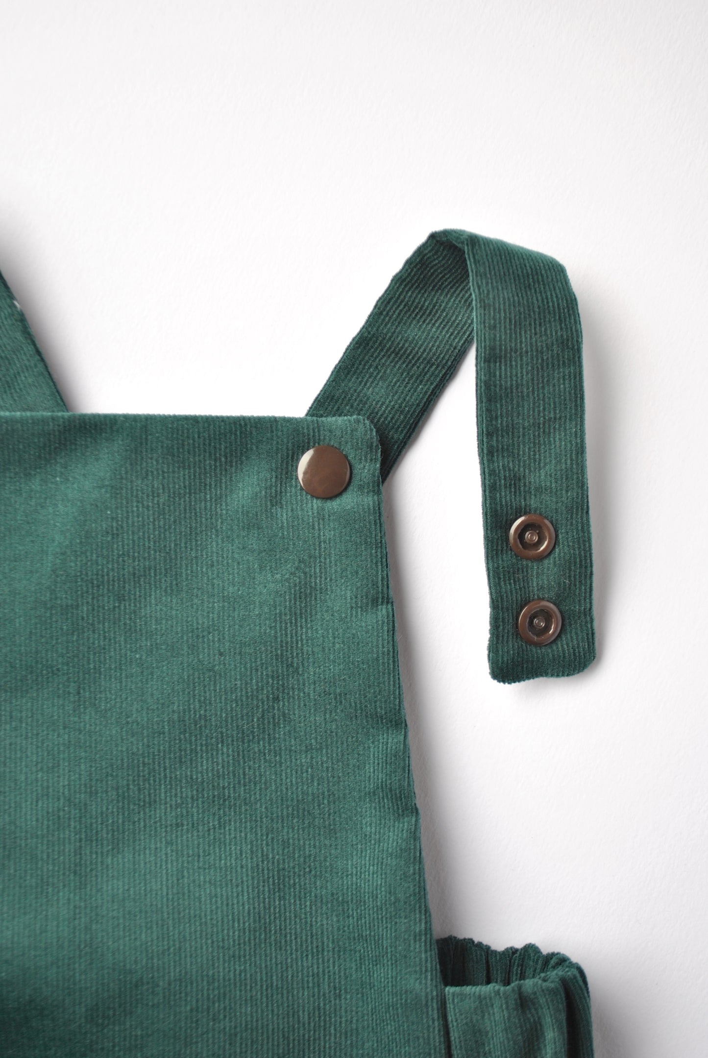 MOSS GREEN BABY NEEDLECORD SHORT ROMPER - Emma Neale Handmade