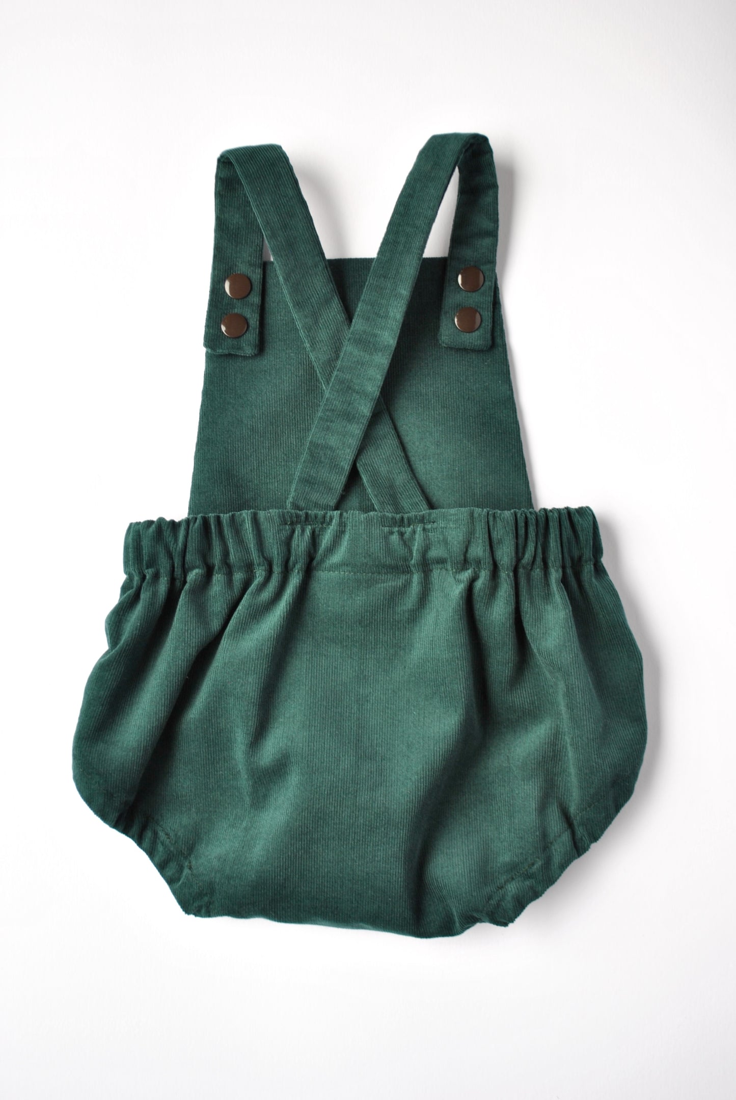 MOSS GREEN BABY NEEDLECORD SHORT ROMPER - Emma Neale Handmade