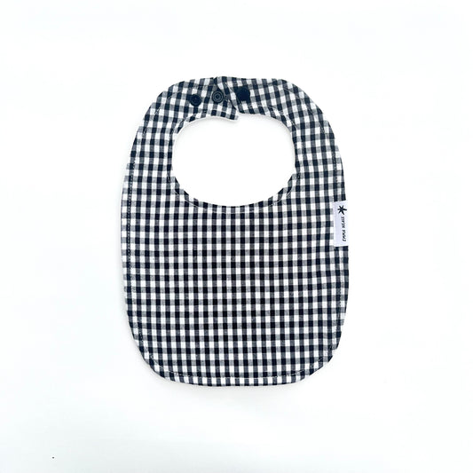 Black and white Check traditional baby bib black and white cotton gingham 