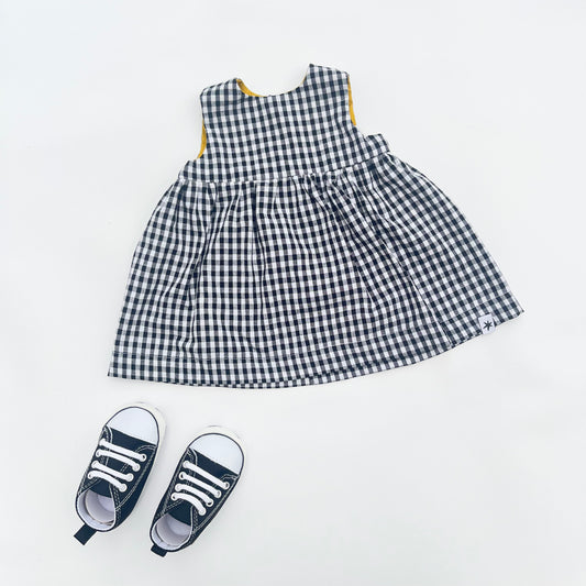 Black and white check gingham baby dress