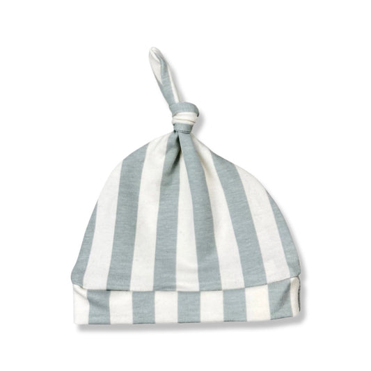 SEA FOAM STRIPE KNOTTED HAT - Emma Neale Handmade