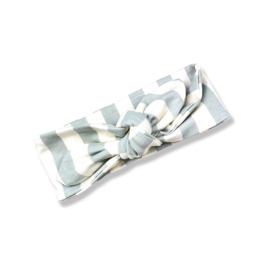 SEAFOAM STRIPE KNOTTED HEAD WRAP - Emma Neale Handmade