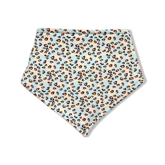 BLUE LEOPARD BANDANA BIB - Emma Neale Handmade