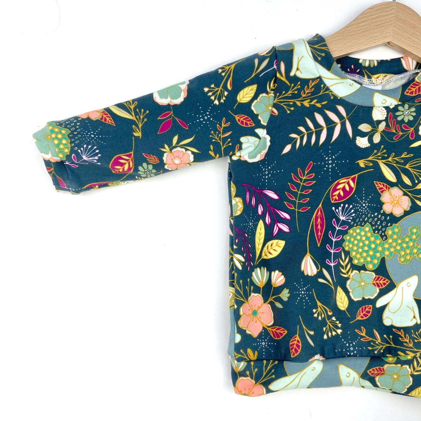 Rabbit Floral T-Shirt - Long or Short Sleeve - Emma Neale Handmade