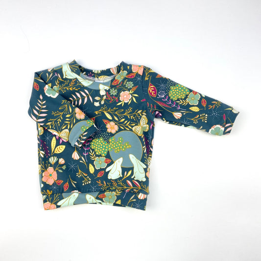 Rabbit Floral T-Shirt - Long or Short Sleeve - Emma Neale Handmade