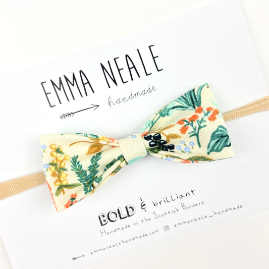 Herb Garden Ruby Bow Headband - Emma Neale Handmade