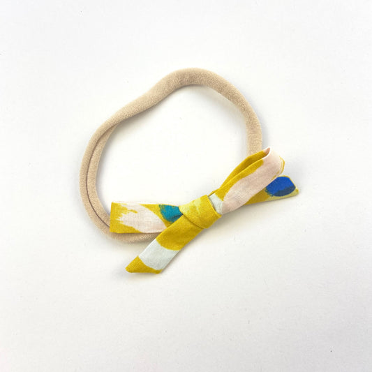 MUSTARD BRUSHSTROKE ORLA BOW HEADBAND - Emma Neale Handmade