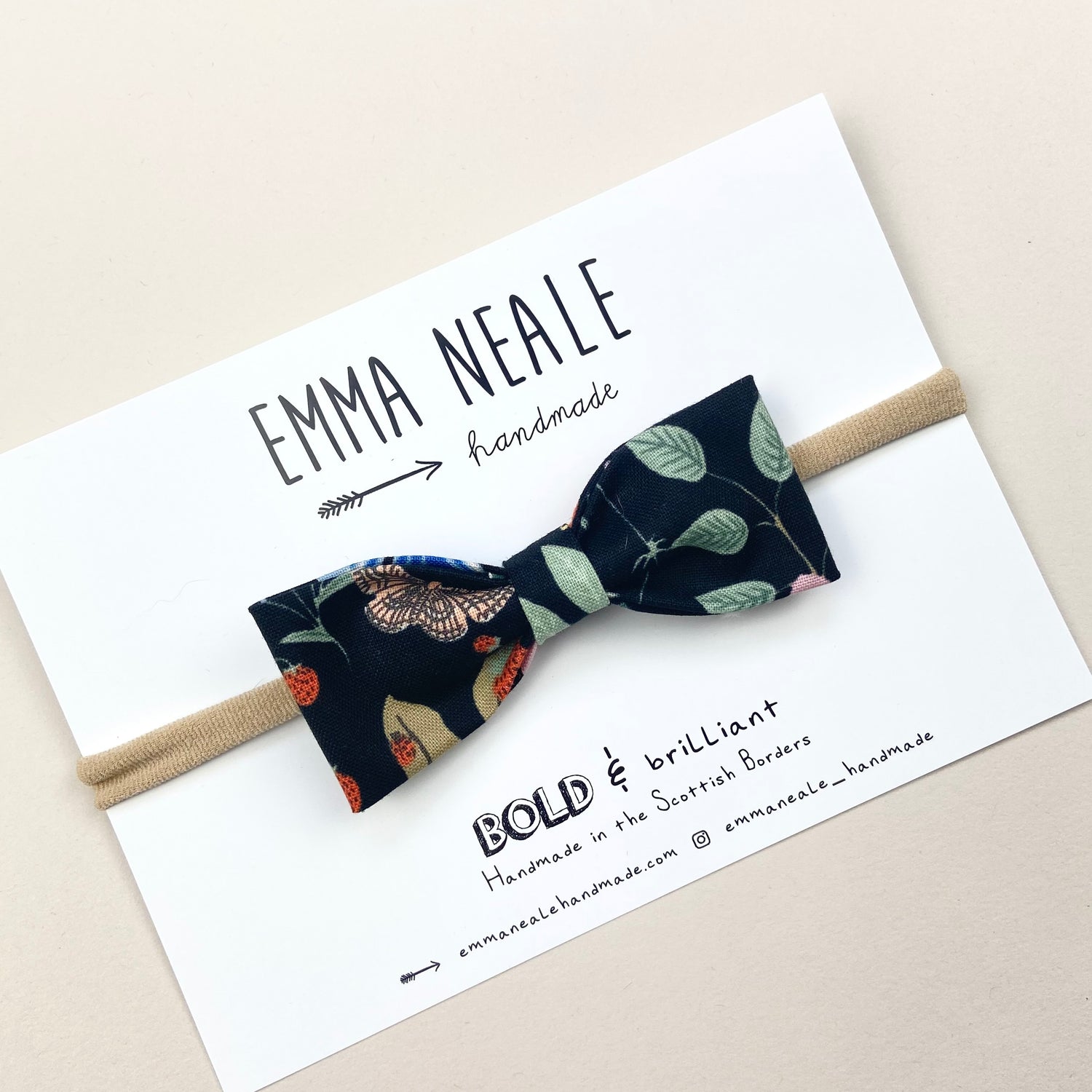 Strawberry Fields Ruby Bow Headband - Emma Neale Handmade