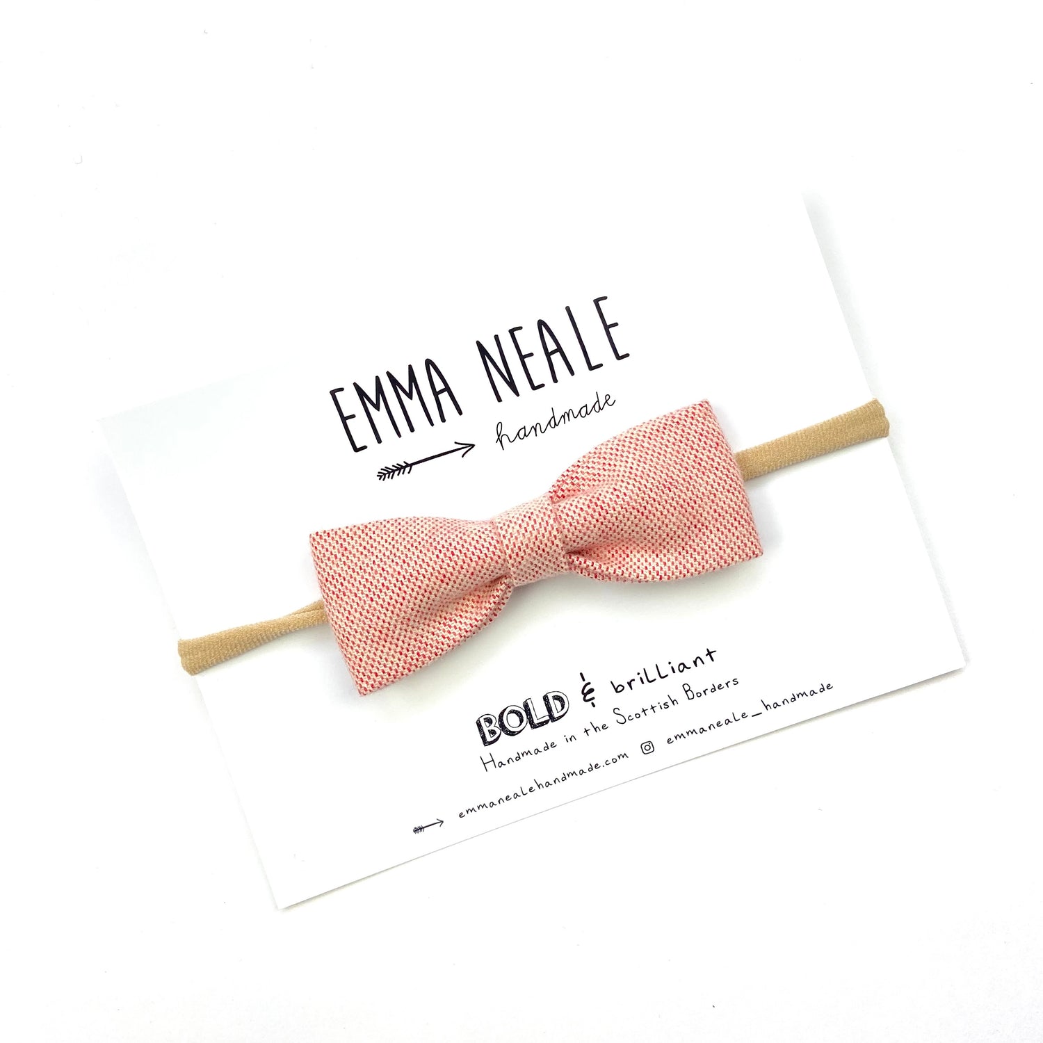 Strawberry Ruby Bow Headband - Emma Neale Handmade