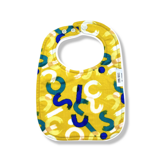 MUSTARD BRUSHSTROKE TRADITIONAL BIB - Emma Neale Handmade