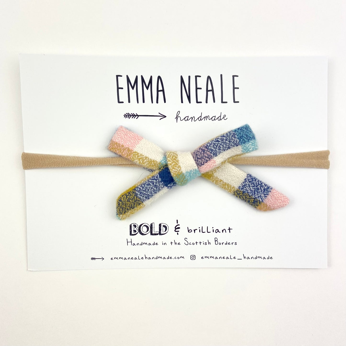 Sunny Check Orla Bow Headband - Emma Neale Handmade