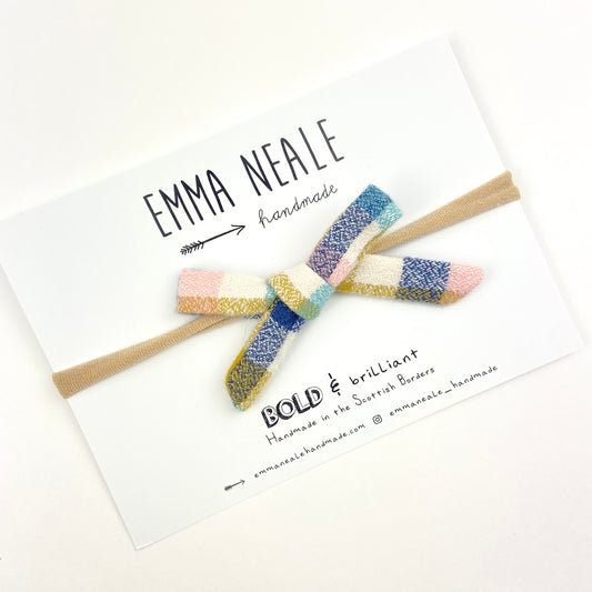 Sunny Check Orla Bow Headband - Emma Neale Handmade