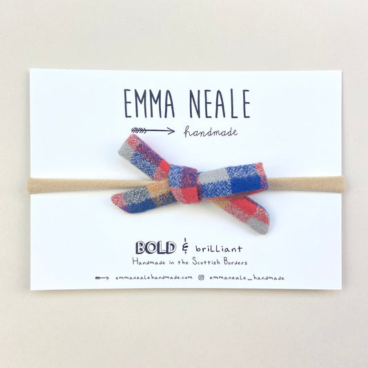 GOLDFISH CHECK ORLA BOW HEADBAND - Emma Neale Handmade