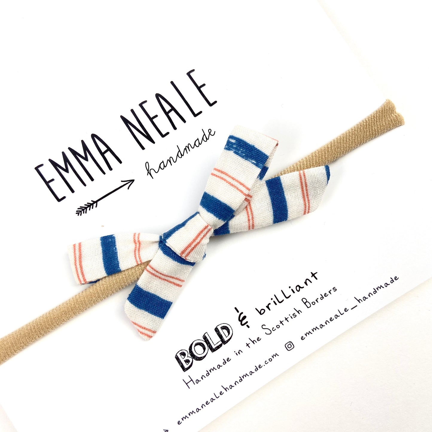 Stripe Orla Bow Headband - Emma Neale Handmade