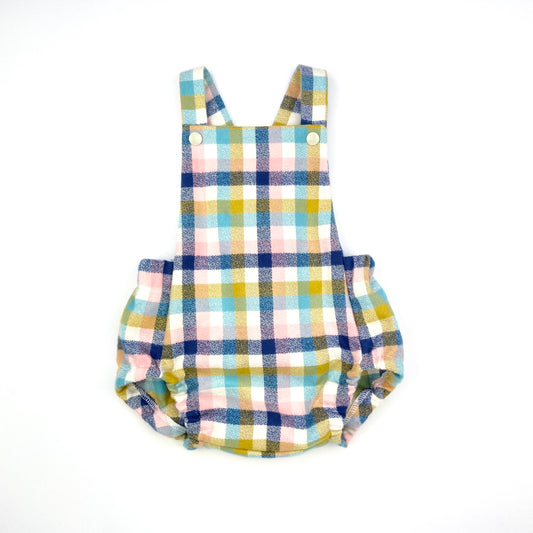 Sunny Check Short Romper - Emma Neale Handmade