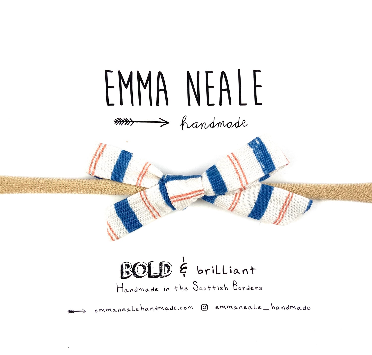 Stripe Orla Bow Headband - Emma Neale Handmade