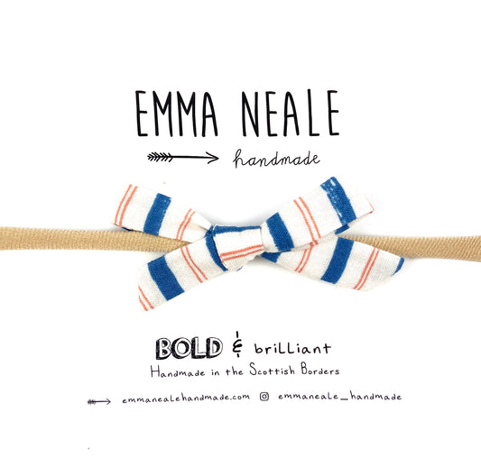 Stripe Orla Bow Headband - Emma Neale Handmade