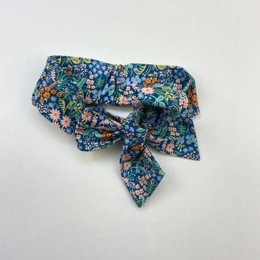 Blue Meadow Large Bow Headband - Emma Neale Handmade