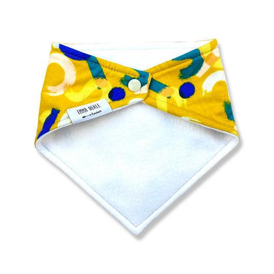 MUSTARD BRUSHSTROKE BANDANA BIB - Emma Neale Handmade