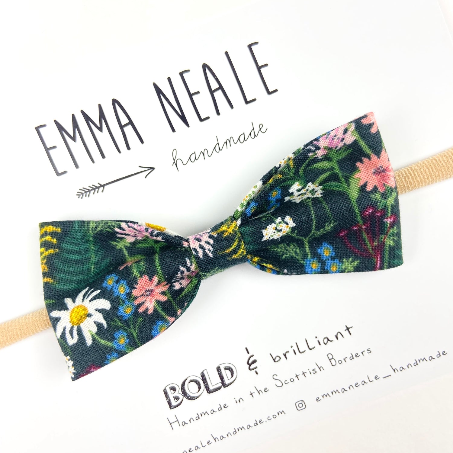 WILDFLOWER RUBY BOW HEADBAND - Emma Neale Handmade
