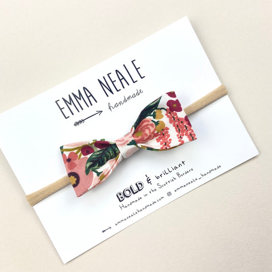 Blossom Ruby Bow Headband - Emma Neale Handmade
