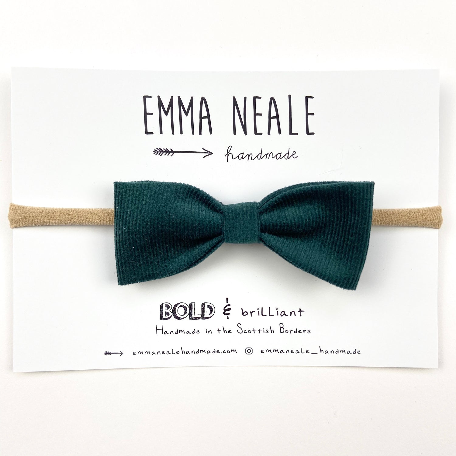 Moss Ruby Bow Headband - Emma Neale Handmade